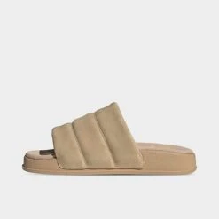 Women's Adidas Originals Adilette Essential Slide Sandals Magic Beige/Magic Beige/Magic Beige - IE9650 250