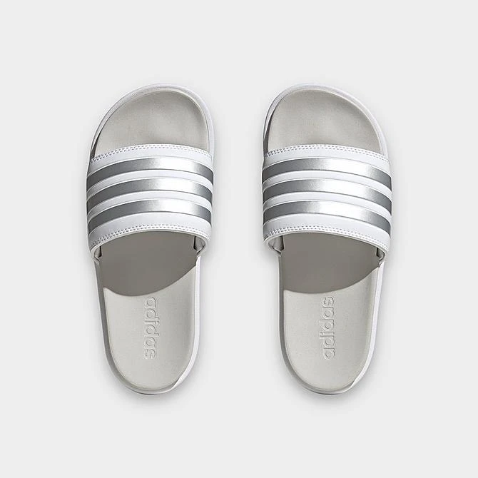 Women's Adidas Adilette Platform Slides White/Zero Metallic/Grey - IE9703 100 7 Women's Adidas Adilette Platform Slides White/Zero Metallic/Grey - IE9703 100 - Image 5