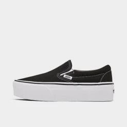 Women's Vans Classic Slip-On Stackform Casual Shoes Black/Classic White - VN0A7Q5R 001