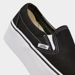 Women's Vans Classic Slip-On Stackform Casual Shoes Black/Classic White - VN0A7Q5R 001 -Nikes Shoes Shop VN0A7Q5R 001 P3